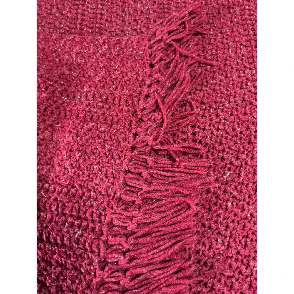 Unbranded‎ Crochet Throw Blanket Unisex OS Burgundy Tweed